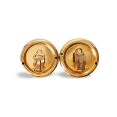 Vintage CHANEL golden round earrings with mademoiselle face and logo. Gorgeous jewlery. 061029ac1