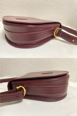 Vintage Cartier wine, bordeaux leather shoulder bag with embossed logo, purse from must de Cartier collection. Great daily bag. 070128ac3