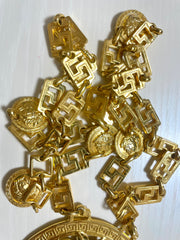 90s Vintage Gianni Versace Runway necklace with extra large Medusa face pendant top. Can be worn as a belt as well. Must have masterpiece. 061109y1