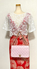 1990s Vintage CHANEL 2.55 Milky Pink Lambskin Shoulder Bag with Gold CC Turnlock | Rare Color Classic Flap | 408241