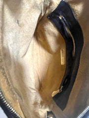 Vintage Bottega Veneta intrecciato navy and green woven lamb leather shoulder bag. 070203ys1