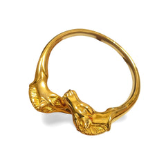 Vintage Hermes golden double horse head design bangle, bracelet. Beautiful classic jewelry from Hermes. 060220m