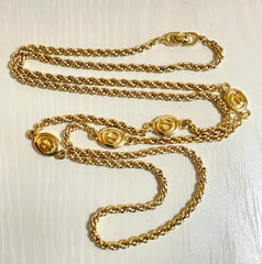 Vintage Christian Dior golden chain necklace with CD charms. Perfect Dior vintage jewelry gift. 050803y1