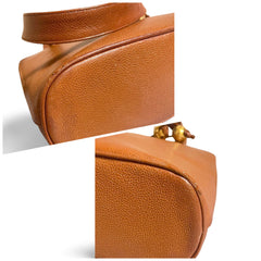 Vintage CHANEL caviar leather double zipper tote bag in brown with golden CC ball charms.  Daily use purse. 060728br1