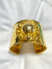 Vintage Celine thick cuff link bangle/ bracelet with space, sunburst, star motif design. One-of-a-kind Celine jewelry. 070204ac4