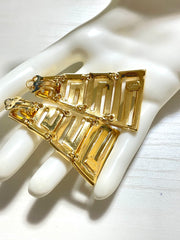 Vintage Gianni Versace golden dangle earrings with its iconic logo motifs. Must have Lady Gaga style jewelry piece. Great gift. 060531y