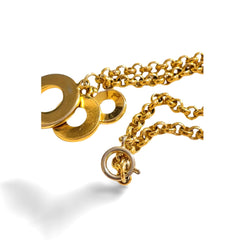 Vintage Celine golden triple round hoop charm necklace. Classic jewelry piece back in the era. 050605ya2