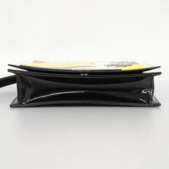 Vintage CHANEL patent enamel clutch bag, wristlet in mademoiselle portrait, Just a drop of Number 5, in black, yellow, and red.  050907rk1