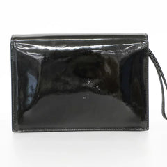 Vintage CHANEL patent enamel clutch bag, wristlet in mademoiselle portrait, Just a drop of Number 5, in black, yellow, and red.  050907rk1