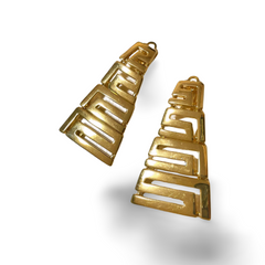 Vintage Gianni Versace golden dangle earrings with its iconic logo motifs. Must have Lady Gaga style jewelry piece. Great gift. 060531y