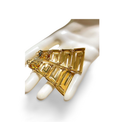Vintage Gianni Versace golden dangle earrings with its iconic logo motifs. Must have Lady Gaga style jewelry piece. Great gift. 060531y