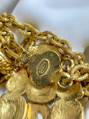 MINT. Vintage CHANEL chain necklace with large arabesque petal flower pendant top and CC mark. Gorgeous masterpiece jewelry. 050510ra4