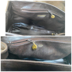 Vintage CHANEL Brown Lambskin Matelassé Tote Bag | Large Gold CC Charm | Classic Daily Handbag | Made in Italy | 050630