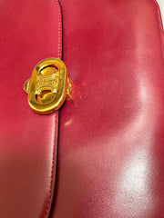 MINT. Vintage Celine wine red leather shoulder bag, clutch purse with wine and golden logo. Perfect elegance for your daily use. 050215ya1