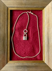 Vintage HERMES silver chain necklace with padlock key charm. Classic 925 silver jewelry piece from Hermes. 050601ya1