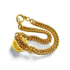Vintage CHANEL nice and heavy golden chain necklace with round sunburst CC mark. Gorgeous jewelry. Best gift idea. 060312ac1