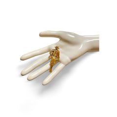 Vintage CHANEL Gold tone brooch in Chanel mademoiselle figure. Classic pin brooch. 040104m1