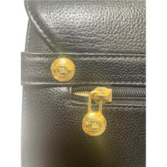 Vintage Burberry genuine black leather handbag with golden logo motif and Nova check linings. Can be shoulder bag. 081005ys1