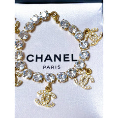 Vintage Chanel bracelet with crystal and CC charms. Must have gorgeous jewelry piece. 0407131