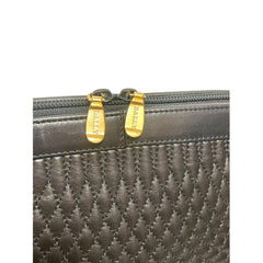 Vintage BALLY Black Quilted Lambskin Leather Shoulder Tote Bag Gold Logo Charms Chain Straps 080819ys3