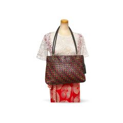 Vintage Bottega Veneta multicolor intrecciato woven leather shoulder bag. Brown, red, khaki, orange, and green. Beautiful purse.060325ac