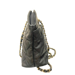 Vintage MOSCHINO Black Heart Quilted Lambskin Leather Shoulder Bag Gold Chain Purse 080830ys2