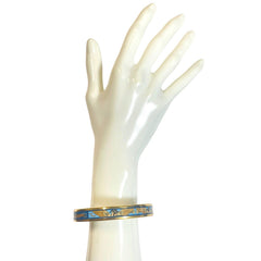 1990s Vintage HERMÈS Egyptian Cloisonné Enamel Gold Tone Bangle Blue Cleopatra PM Made in Austria 081006ac1