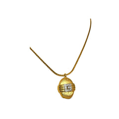 Vintage Givenchy gold chain necklace with oval G logo top with rhinestone crystals. 060521ac1