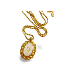 Vintage Christian Dior oval shape pendant top necklace with CD logo. Edwardian design jewelry. Perfect gift. 060402ac4