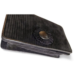 Vintage Bottega Venetia black suede clutch bag with bow motif and a built-in mirror. 051009ap2
