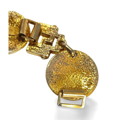 Vintage Gianni Versace gold tone medusa face motif bracelet with crystals. Must have Lady Gaga style jewelry piece. 060308m
