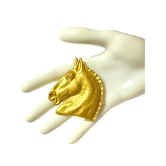 Vintage HERMES gold tone horse brooch. Shelva, pin brooch. Fun and unique jewel piece from Bijouterie Fantaisie collection. 080901ac1