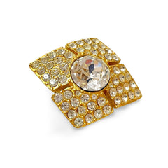 MINT. Vintage Christian Dior diamond shape brooch with crystals. Can also be hat, scarf, jacket pin. Jewelry from Dior Boutique. 051016ap2
