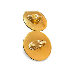 Vintage CHANEL red and gold round geometric design earrings with CC mark. Large earrings. 060116ac1