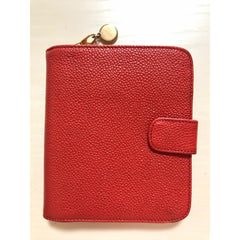 Vintage CHANEL red caviar skin round zipper wallet with CC stitch mark.  Best vintage gift. 0502061