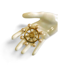 Vintage Chanel golden ship rudder design brooch with faux pearls and CC mark. Must have jewelry. Great gift. 050312ac3