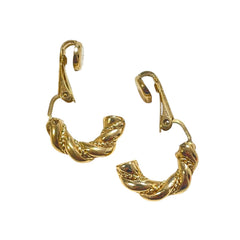 Vintage Christian Dior Gold-Tone Chain Shape Clip-On Earrings, Chr. Dior GERMANY, Designer Jewelry Gift 080917ys4