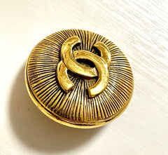 1990s Vintage CHANEL Round CC Sunburst Brooch | Classic Gold Tone Pin | Made in France | 050421ya1