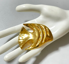 Vintage Yves Saint Laurent golden fish pin brooch. For hat, scarf, jacket etc. 050725ac1