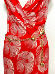 W2 Vintage Moschino golden chain belt with logo embossed heart charms. Can be necklace too. Chic and mod accessory piece. 0407211re5