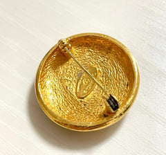 1990s Vintage CHANEL Round CC Sunburst Brooch | Classic Gold Tone Pin | Made in France | 050421ya1