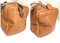 Vintage 70's Christian Dior Bagages camel brown mini duffle purse. Unisex bag in suede trimming. Dior logo jacquard interior. 050425r2