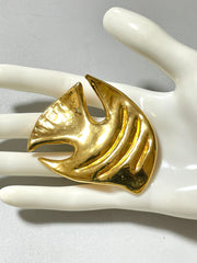 Vintage Yves Saint Laurent golden fish pin brooch. For hat, scarf, jacket etc. 050725ac1