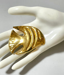 Vintage Yves Saint Laurent golden fish pin brooch. For hat, scarf, jacket etc. 050725ac1