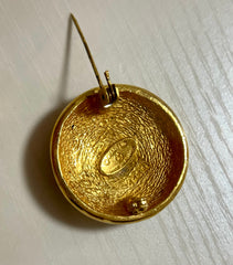 1990s Vintage CHANEL Round CC Sunburst Brooch | Classic Gold Tone Pin | Made in France | 050421ya1