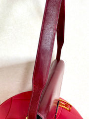 Vintage Celine wine red shoulder bag with clutch purse with golden carriage logo. Perfect elegance for your daily use. 050326rk1