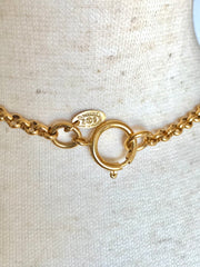 Vintage CHANEL golden chain necklace with round CC mark charm pendant top. Gorgeous jewelry. Best gift idea. 040107br1