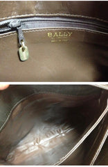 Vintage Bally Dark Brown & Khaki Woven Leather Handbag — Smooth and Suede Combo — Golden B Logo — Rare Masterpiece. 050323re2