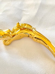Vintage Hermes golden double horse head design bangle, bracelet. Beautiful classic jewelry from Hermes. 050120an8