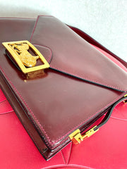 Vintage Celine wine red shoulder bag with clutch purse with golden carriage logo. Perfect elegance for your daily use. 050326rk1